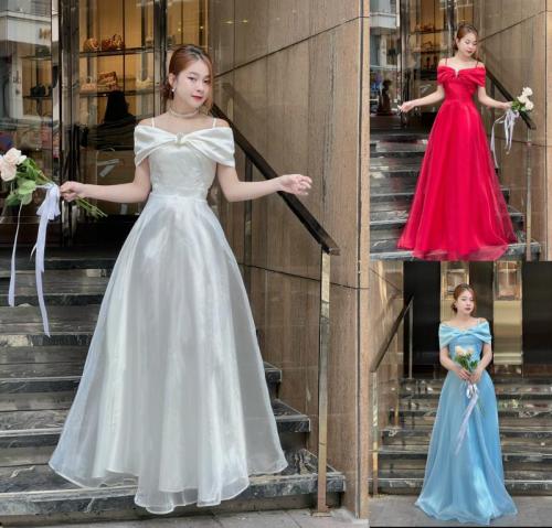 Đầm xoè hai dây rớt vai cao cấp sang trong - D1142