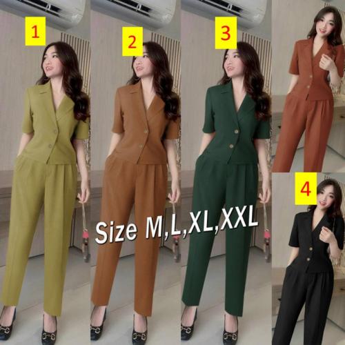 Set nguyên bộ áo vest cài nút phối quần dài sang chảnh-HN1201