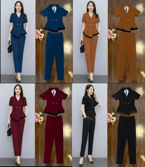 Set nguyên bộ quần dài lưng thun áo cổ vest xinh xắn -VN152