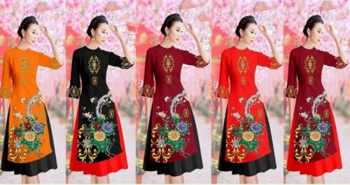 Set Áo Dài Cách Tân IN HOa BÁch Hợp - AV379