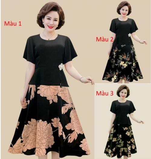 ĐẦM XÒE TAY CÁNH TIÊN CHÂN VÁY IN HỌA TIẾT  KÈM PHỤ KIỆN -HN1140