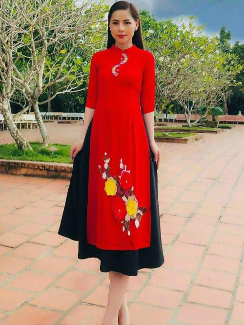 Set Áo Dài Cách Tân Đính Hoa - AV373