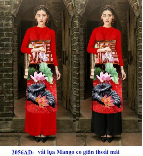 Set Áo Dài Cách Tân In Hoa Sen - AV378