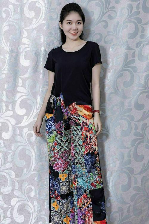 Set Áo Cột Eo Quần In Họa Tiết - SB53