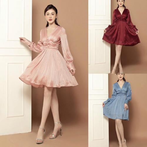 ĐẦM XÒE TAY DÀI CỔ TIM-D807