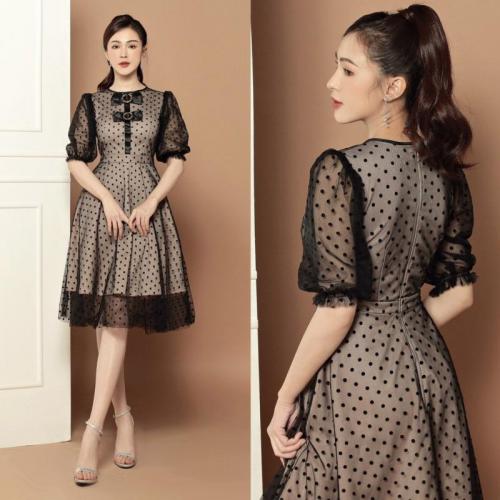 ĐẦM XÒE PHỐI LƯỚI CHẤM BI - D808