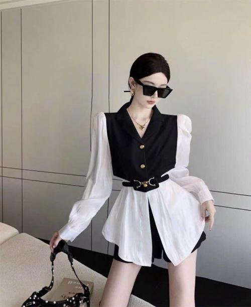 BỘ SHORT CỔ VEST KHÓA EO CAO CẤP - D1256